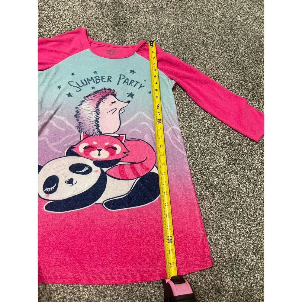 Wonder Nation Pink Slumber Party Animals Fleece Long Sleeve Nightgown M Girls